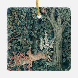 William Morris Woodland Tapestry Rabbits Ceramic Ornament