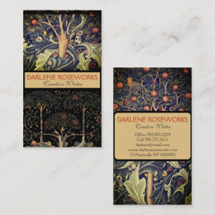 William Morris Woodpecker Orange Tree of Life Business Card