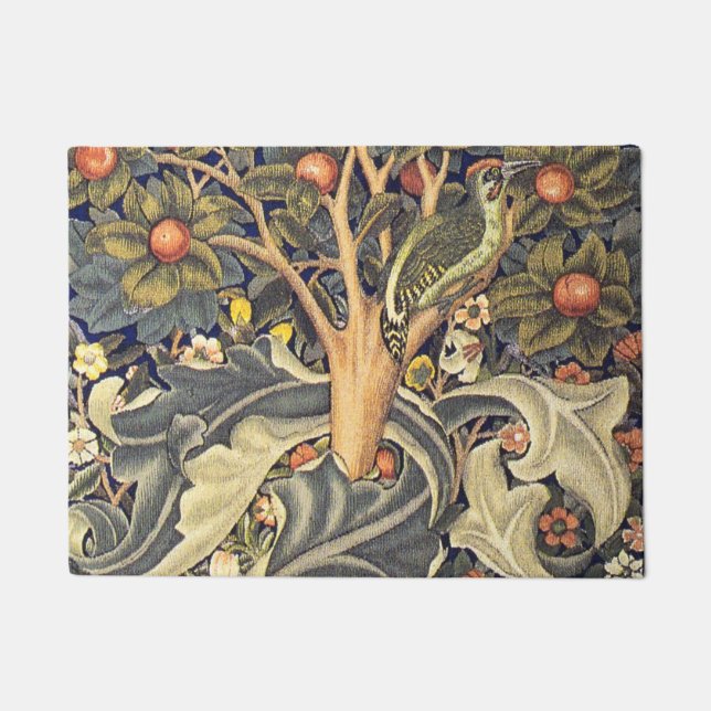 William Morris Woodpecker Pattern Doormat (Front)