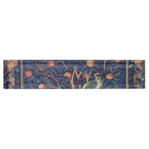 William Morris Woodpecker Tapestry Arts & Crafts  Nameplate