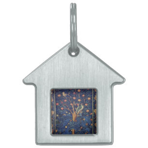 William Morris Woodpecker Tapestry Arts & Crafts Pet Name Tag