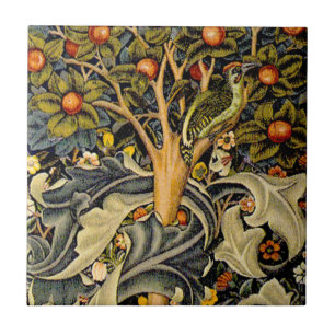William Morris Woodpecker Tapestry Arts & Crafts Tile