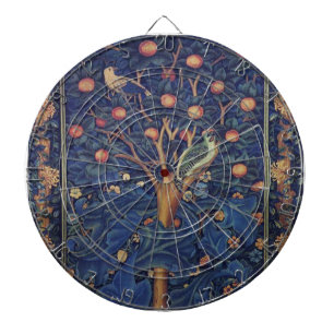 William Morris Woodpecker Tapestry Blue Design Dartboard