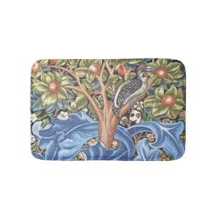 William Morris Woodpecker Tapestry Floral Vintage Bath Mat