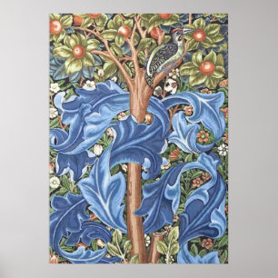 William Morris Woodpecker Tapestry Floral Vintage Poster