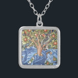 William Morris Woodpecker Tapestry Floral Vintage Silver Plated Necklace<br><div class="desc">William Morris Woodpecker Tapestry Floral Vintage Art It shows a woodpecker sitting in the branch of a fruit tree and features a distinctive ornate background of blue leaves and orange fruit. Art by William Morris Movement: British Arts and Crafts / Art Nouveau Beautiful ornate artistic floral vintage fine art pattern...</div>