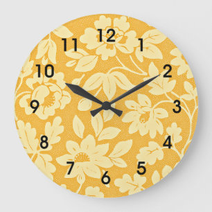 William Morris Yellow Flower Pattern Large Clock