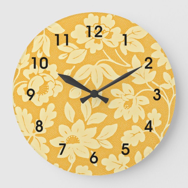 William Morris Yellow Flower Pattern Large Clock (Front)