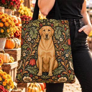 William Morris Yellow Lab Vintage Floral Tote Bag