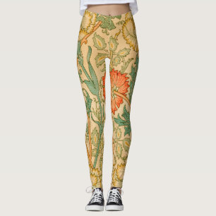 William Morris's Pink and Rose famous pattern Leggings