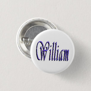 William Name In Blue Sparkle, 3 Cm Round Badge