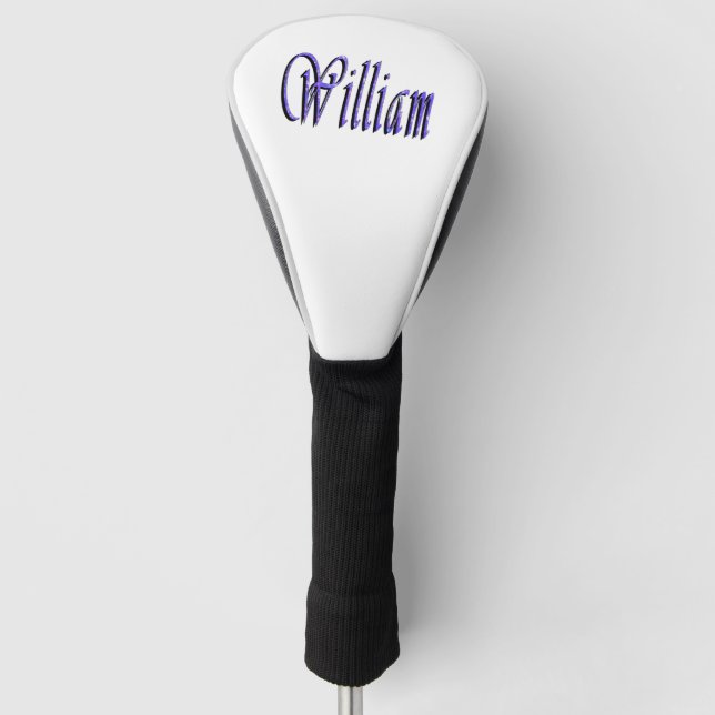 William Name In Blue Sparkle, Golf Head Cover (Front)