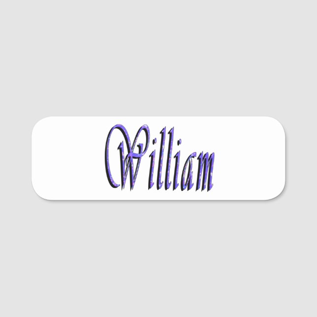 William Name In Blue Sparkle, Tag (Front)