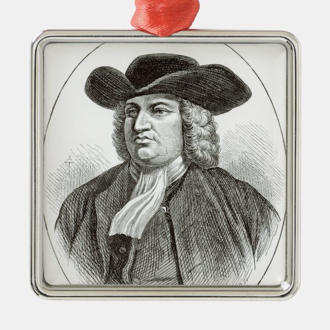 William Penn  engraved by Josiah Wood Whymper Metal Tree Decoration (Front)