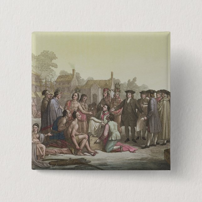 William Penn negotiating the treaty leading to the 15 Cm Square Badge (Front)