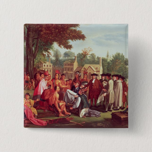 William Penn's Treaty with the Indians in 1683 15 Cm Square Badge (Front)