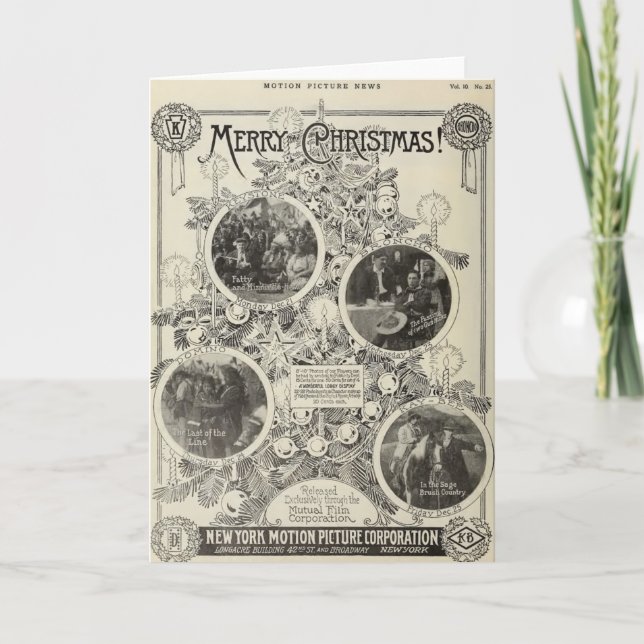 William S Hart Christmas 1914 silent film ad Holiday Card (Front)