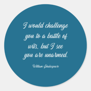 William Shakespeare Battle Of Wits English Literat Classic Round Sticker