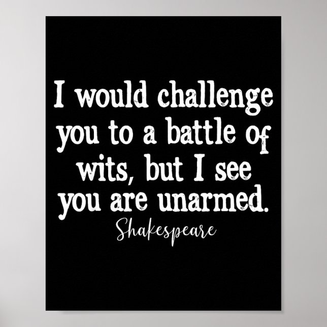 William Shakespeare Battle Of Wits English Literat Poster (Front)