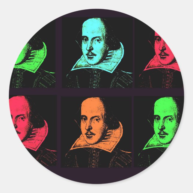 William Shakespeare Collage Classic Round Sticker (Front)