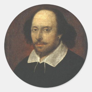 William Shakespeare Colour Chandos Portrait Sticke Classic Round Sticker