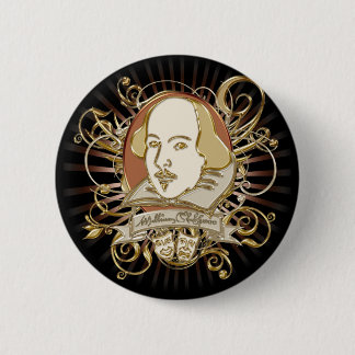 William Shakespeare Crest (Gold) 6 Cm Round Badge