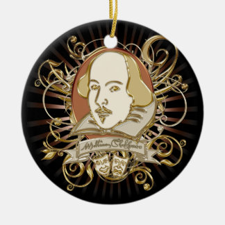 William Shakespeare Crest (Gold) Ceramic Tree Decoration