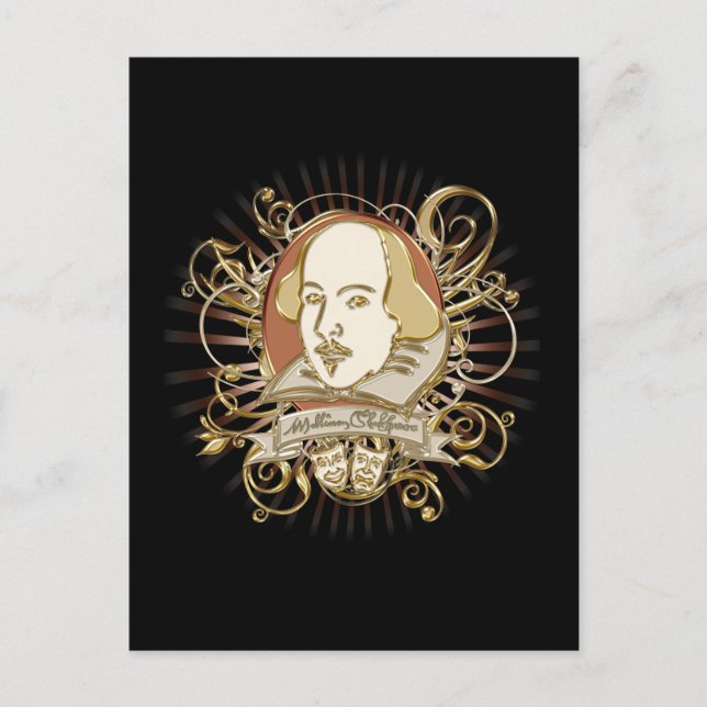 William Shakespeare Crest (Gold) Postcard (Front)