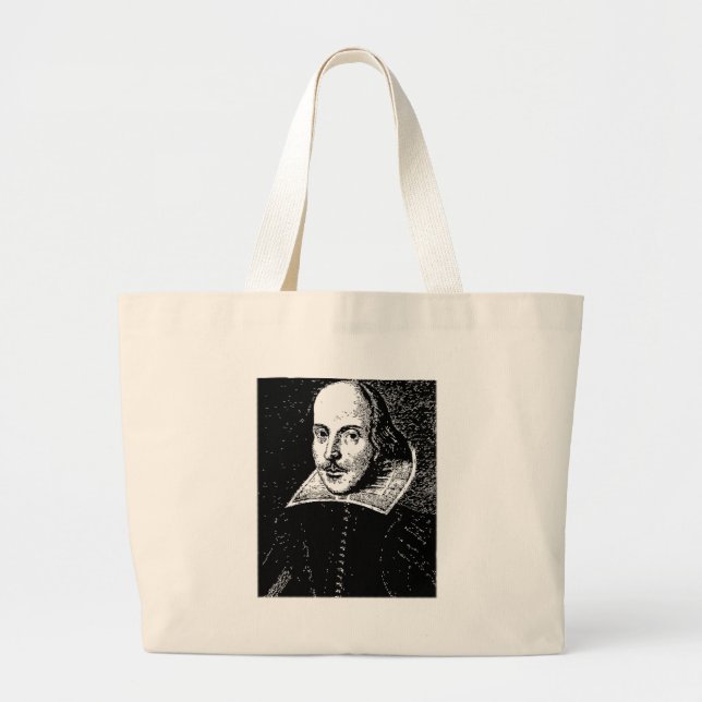 William Shakespeare Face Large Tote Bag (Front)