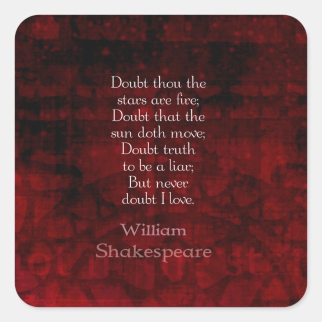 William Shakespeare Famous Love Quote Square Sticker (Front)