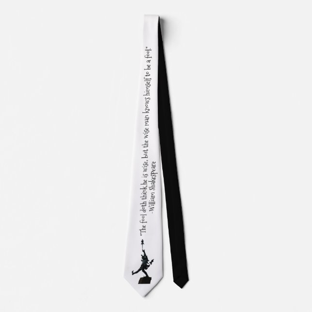 William Shakespeare Fool Quote on Black and White Tie (Front)