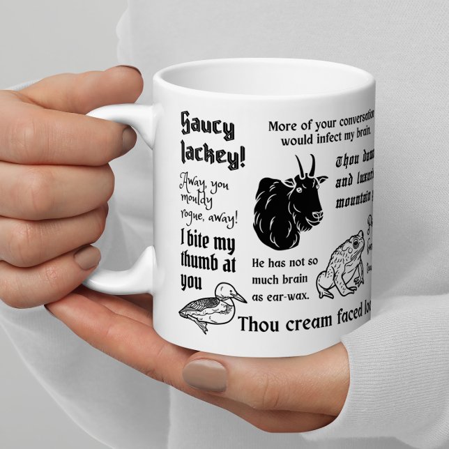 William Shakespeare Insults Funny Drama Theatre  Coffee Mug (Sip on Shakespearean whimsy with our Insults Mug – full of clever retorts!)