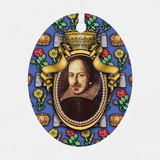 William Shakespeare Metal Ornament (Front)