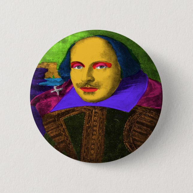 William Shakespeare Pop Art 6 Cm Round Badge (Front)
