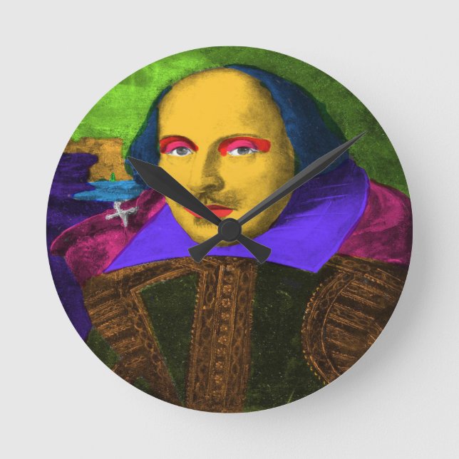 William Shakespeare Pop Art Round Clock (Front)
