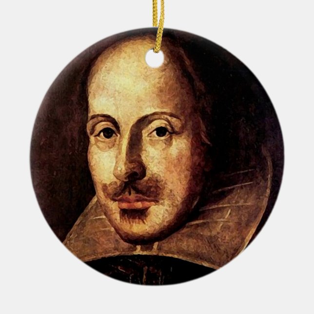 William Shakespeare Portrait Ceramic Tree Decoration (Front)