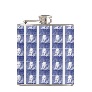 William Shakespeare Portrait from First Folio Hip Flask