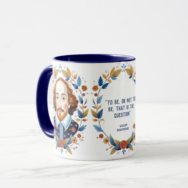 William Shakespeare portrait Hamlet illustration  Mug (Front Left)