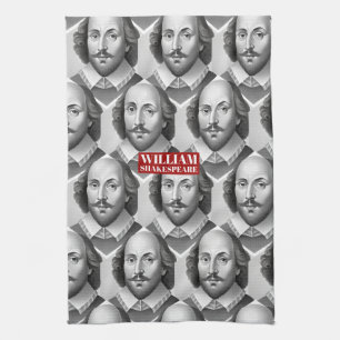 William Shakespeare portrait Hamlet illustration  Tea Towel