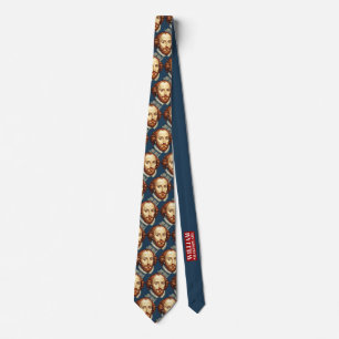 William Shakespeare portrait illustration Gold Tie