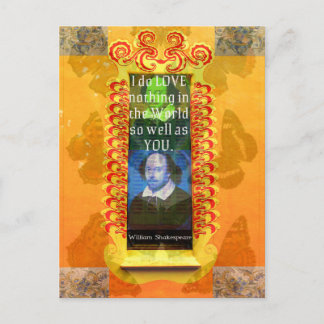 William Shakespeare Romantic LOVE Quote Postcard