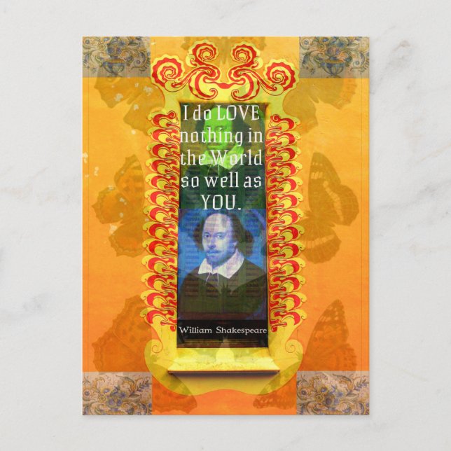 William Shakespeare Romantic LOVE Quote Postcard (Front)