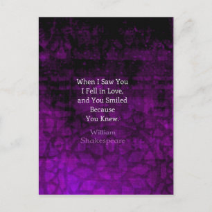 William Shakespeare Romantic Love Saying Postcard