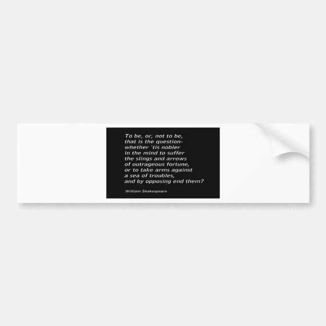 William Shakespeare`s `Hamlet` Bumper Sticker (Front)