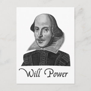 William Shakespeare Will Power Postcard
