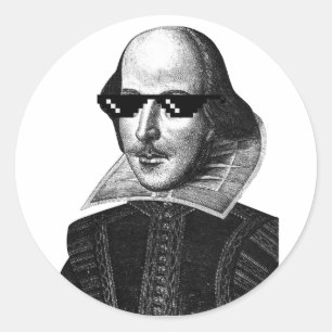 William Shakespeare With Sunglasses  Classic Round Sticker