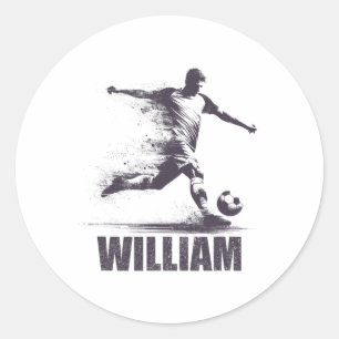 William Soccer Boys Personalized First Name Willia Classic Round Sticker