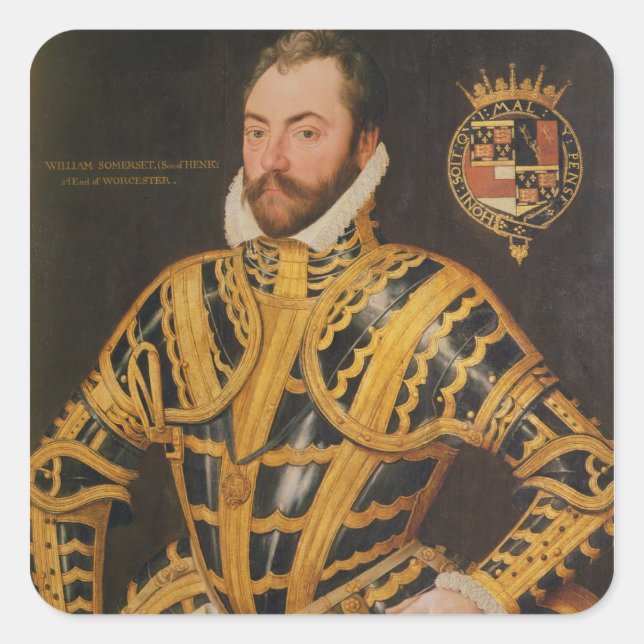 William Somerset 3rd Earl of Worcester Square Sticker (Front)