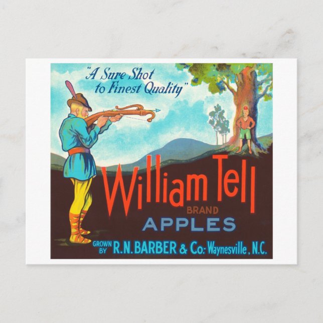William Tell Apples Vintage Crate Label Postcard (Front)