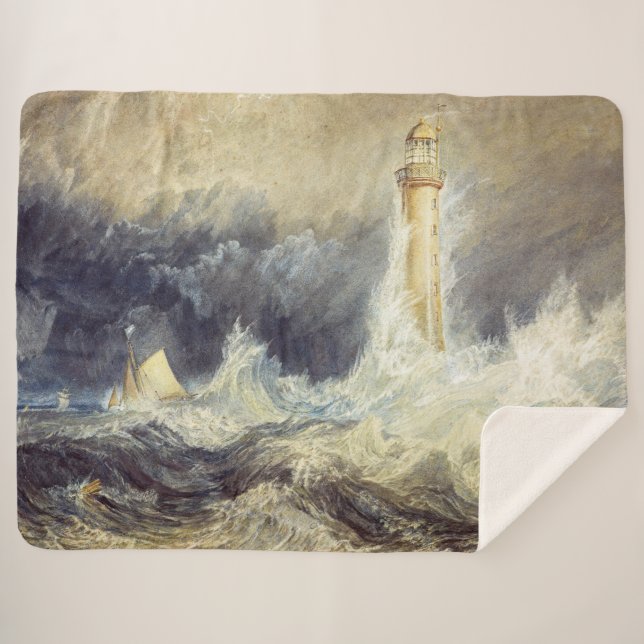 William Turner - Bell Rock Lighthouse Sherpa Blanket (Front (Horizontal))